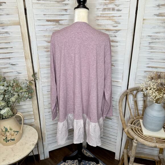 LOGO LOUNGE Women's PLUS 2X Long Sleeve Front Tie Cardigan Top Purple Fairy - Picture 4 of 15